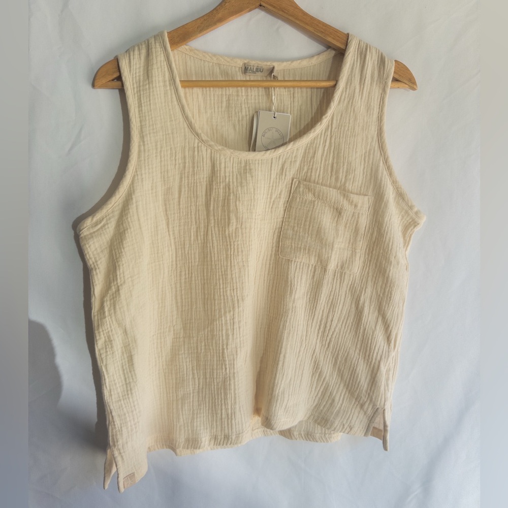 Barefoot Dreams Malibu Collection Gauze Cotton Tank Top NWT Small